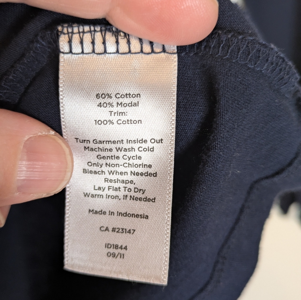 Talbots Navy Long-Sleeve Pintuck Henley Top - Picture 7 of 7